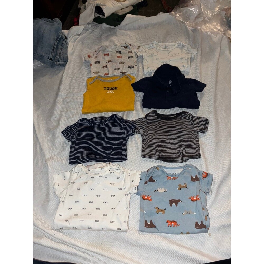Lot of 8 Baby Boy’s One Piece Outfits Size 9 Months